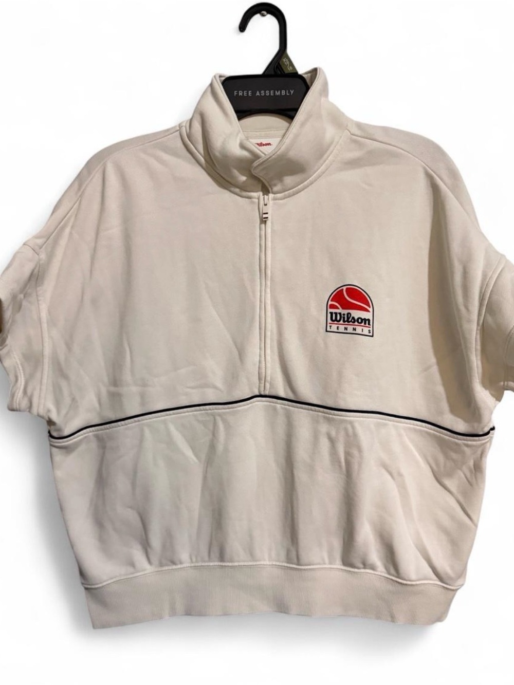 Wilson Cream Crewneck Pullover with Red Logo